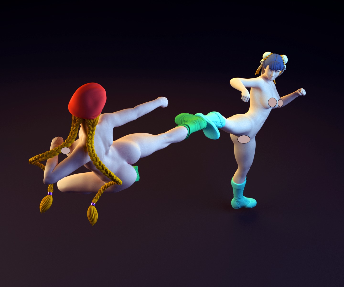 Chun-Li VS Cammy - Street Fighter - Diorama 3D print model_8