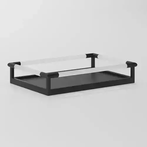 Tray black and glass