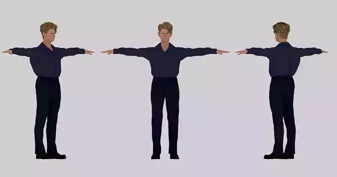 Realistic Old Man for Games And 3D Projects Low-poly 3D model