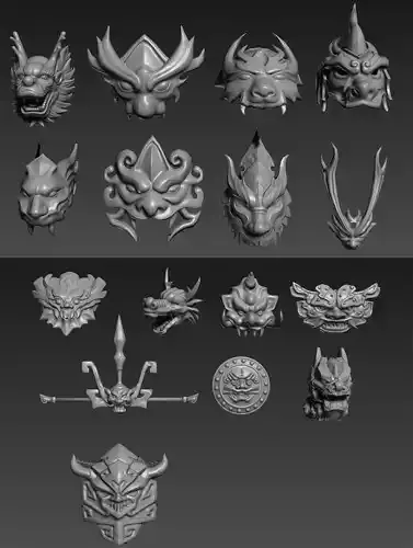 Antique dragon head monster mask