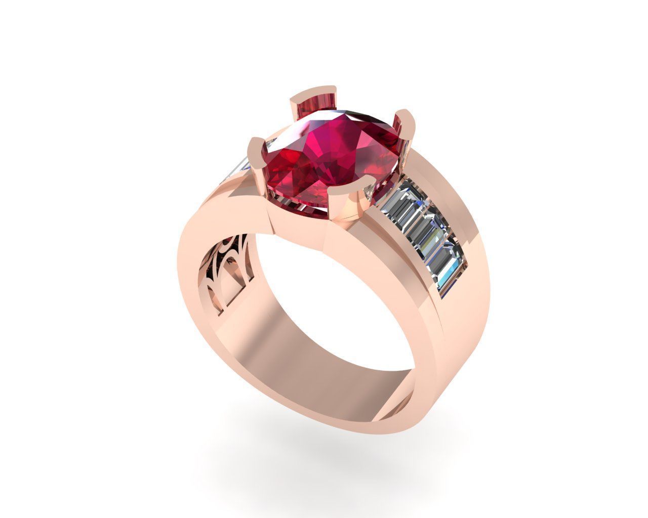 Men diamond ring 3d render 3D print model_4