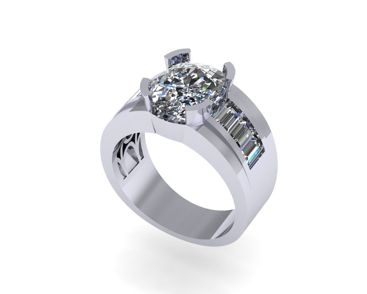Men diamond ring 3d render 3D print model_2