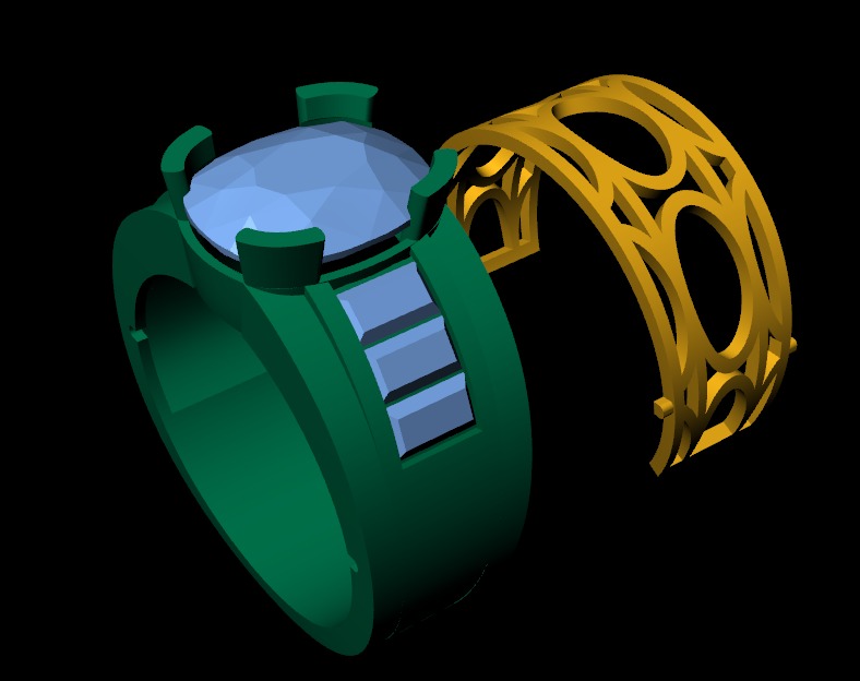 Men diamond ring 3d render 3D print model_7