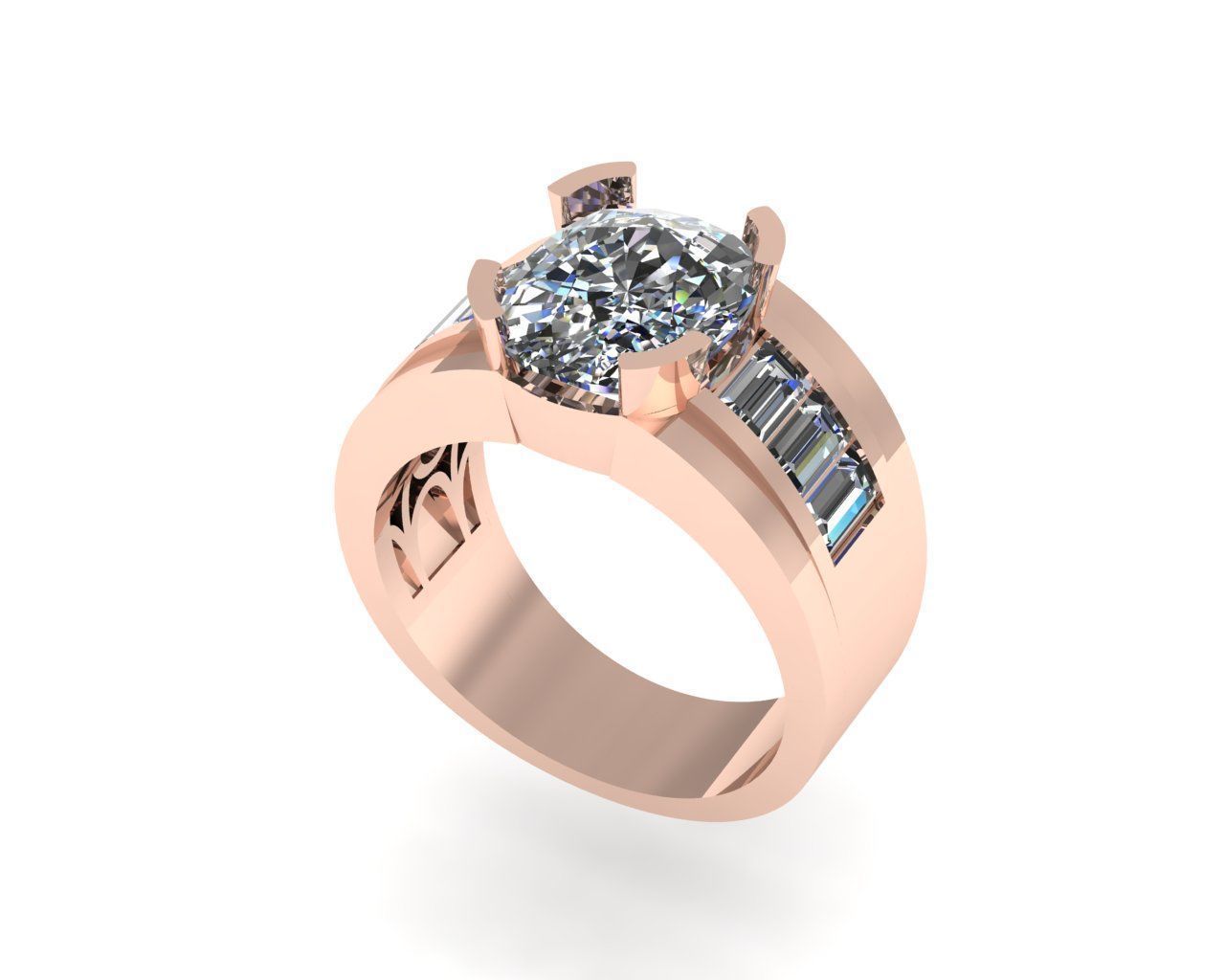 Men diamond ring 3d render 3D print model_1