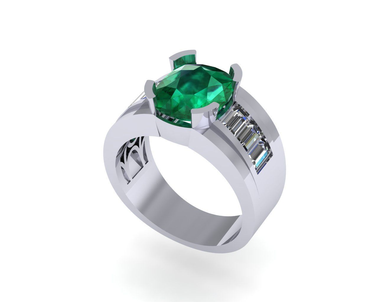 Men diamond ring 3d render 3D print model_3