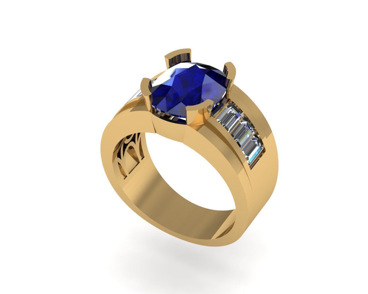 Men diamond ring 3d render 3D print model_5