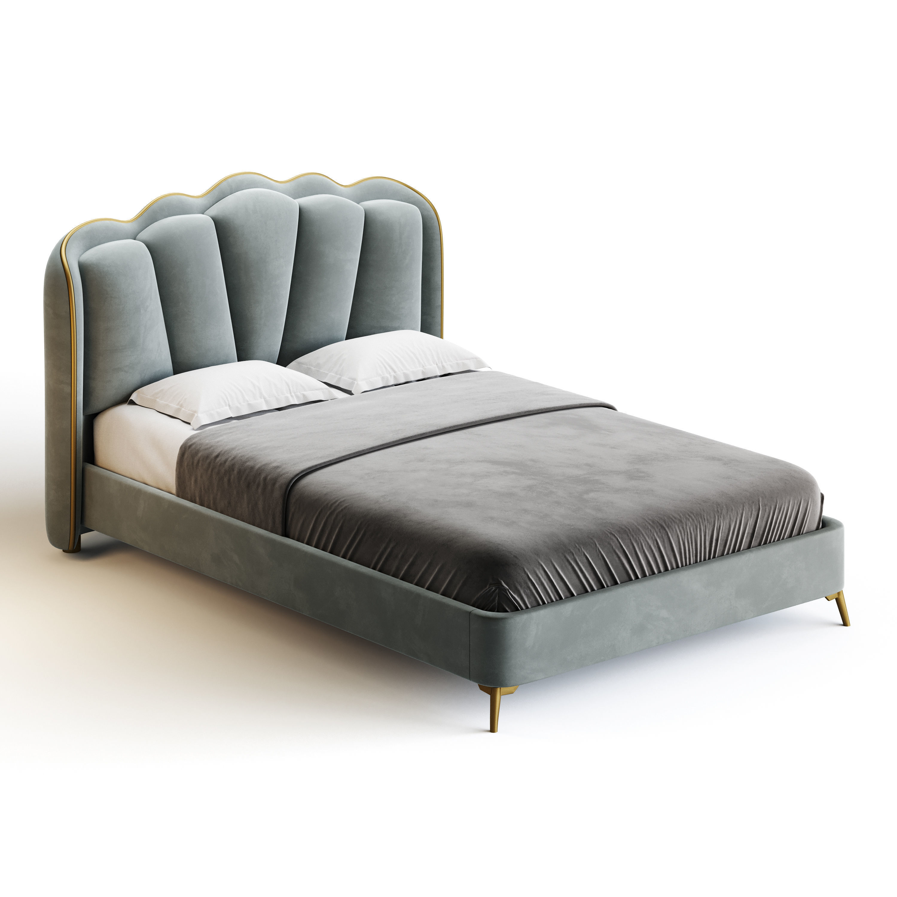 Living Room Use Sponge Padded Platform Bed 3D model_7
