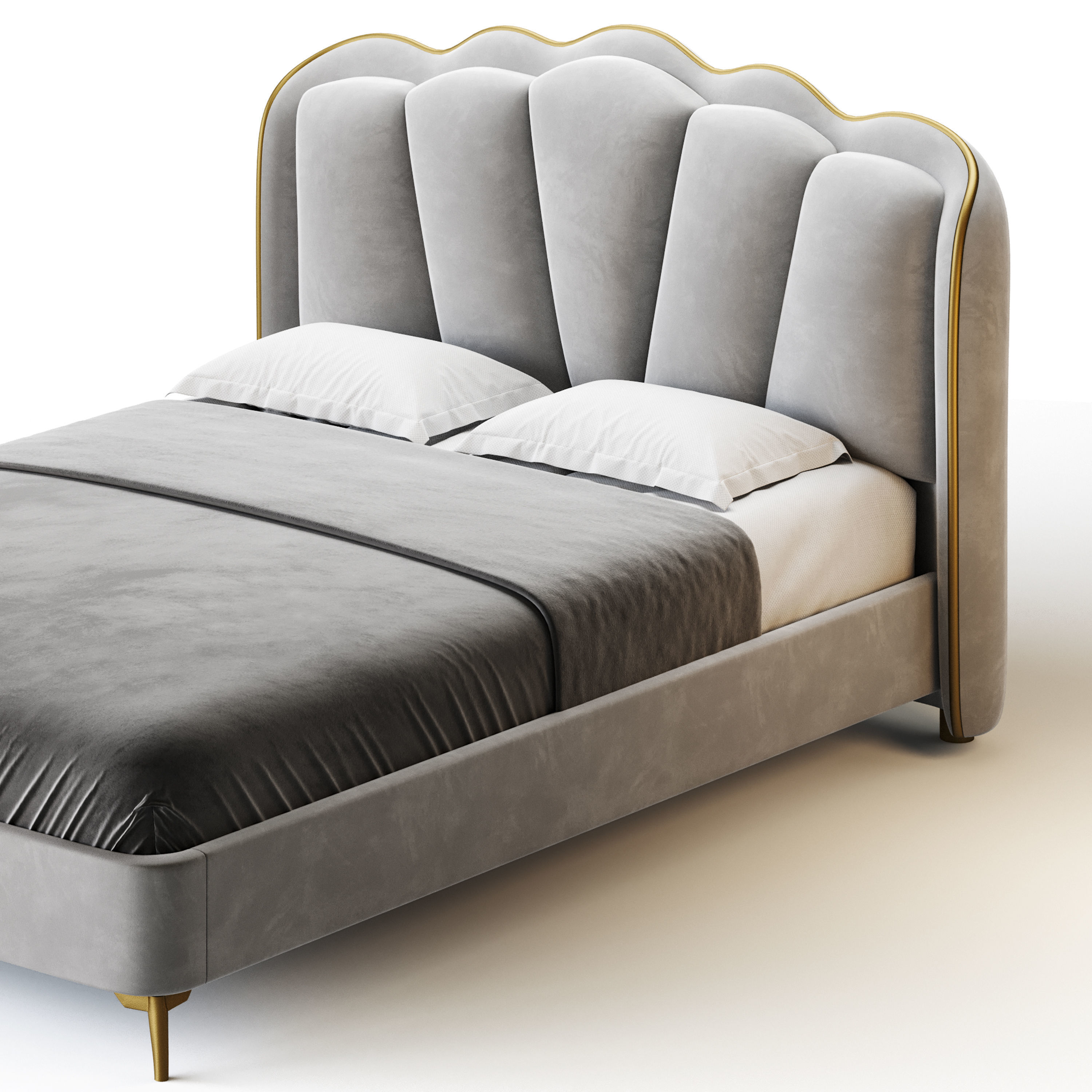 Living Room Use Sponge Padded Platform Bed 3D model_12