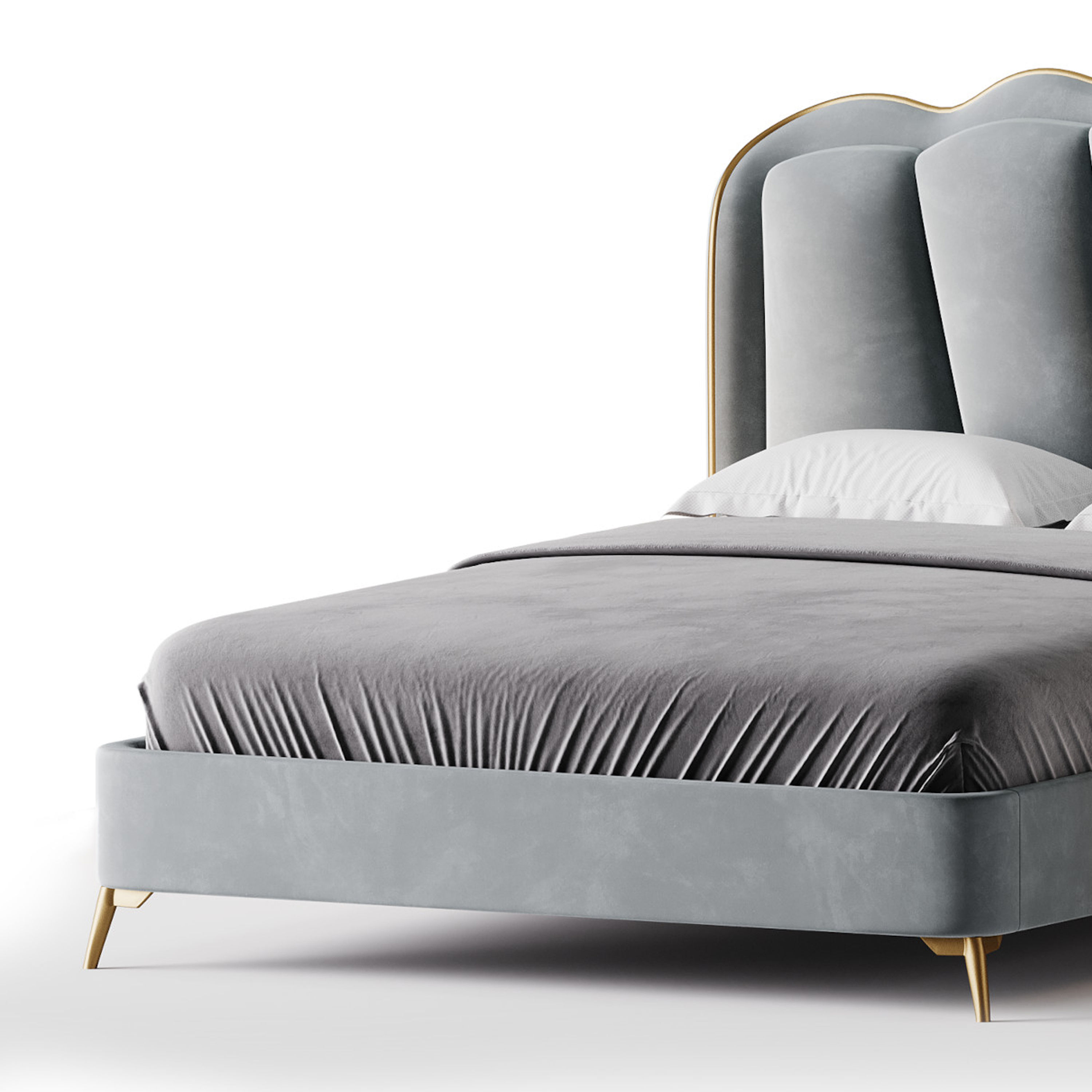 Living Room Use Sponge Padded Platform Bed 3D model_5