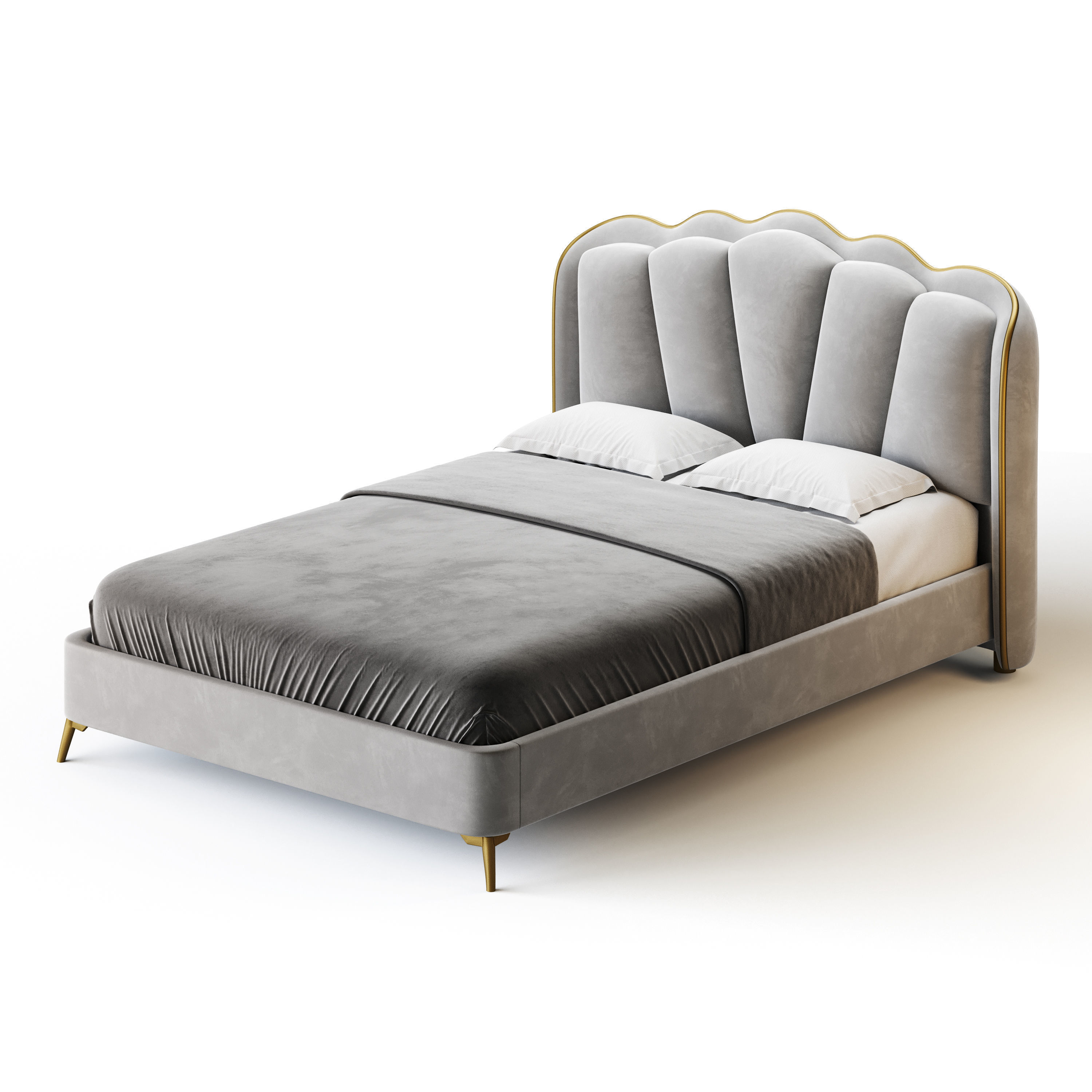 Living Room Use Sponge Padded Platform Bed 3D model_10