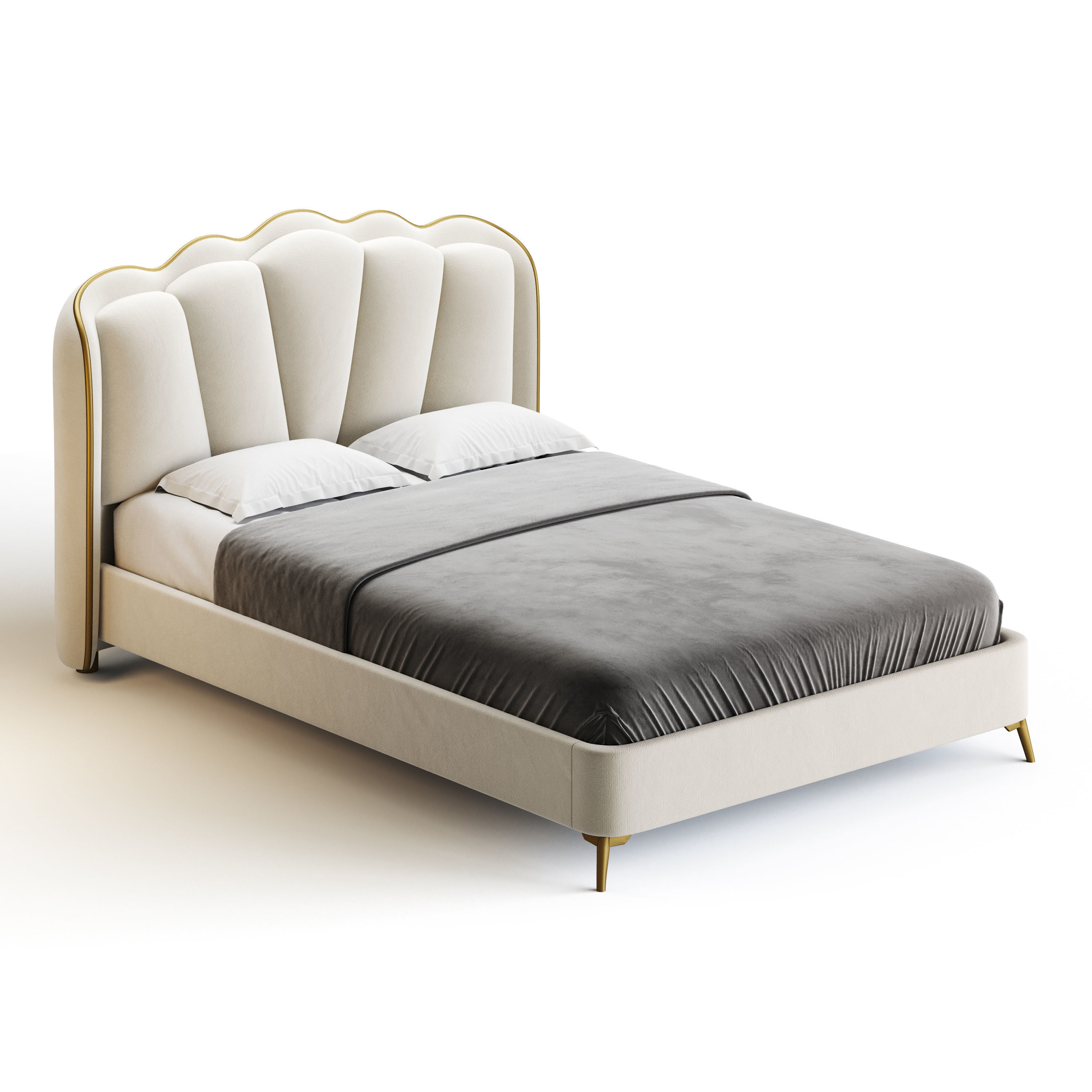 Living Room Use Sponge Padded Platform Bed 3D model_8