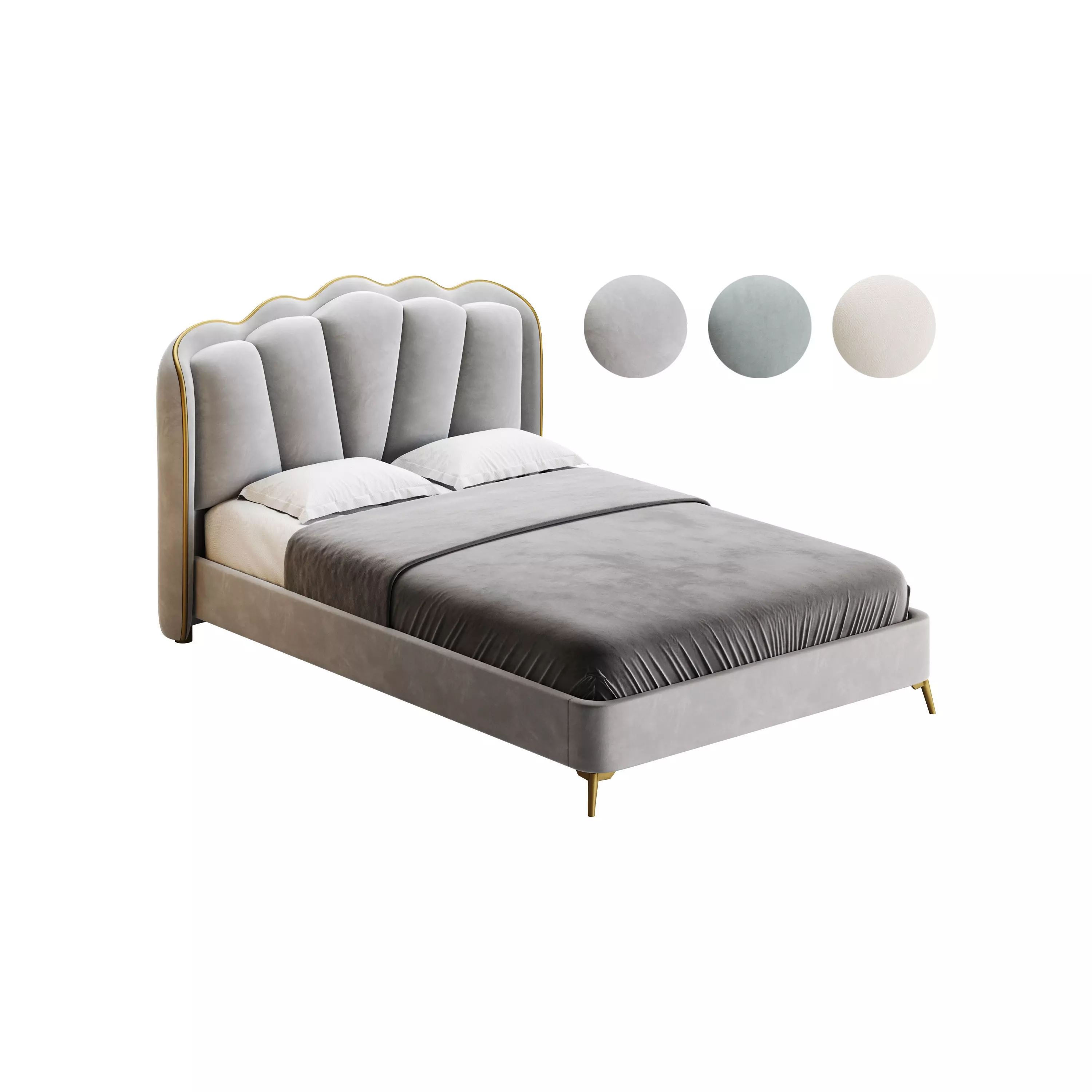Living Room Use Sponge Padded Platform Bed 3D model_0