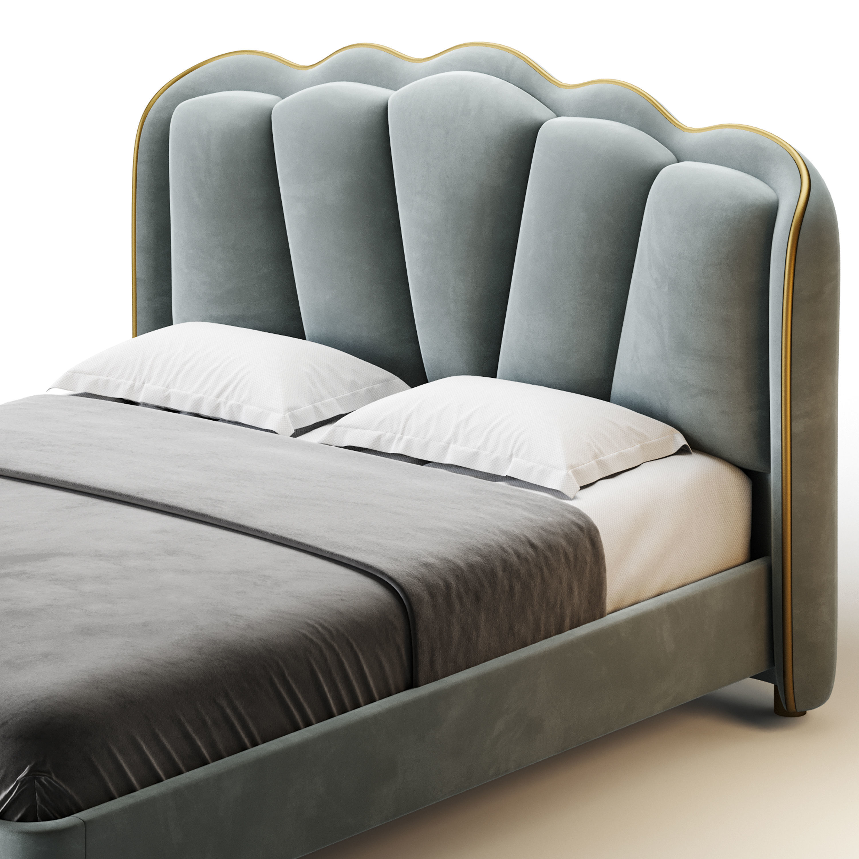 Living Room Use Sponge Padded Platform Bed 3D model_9