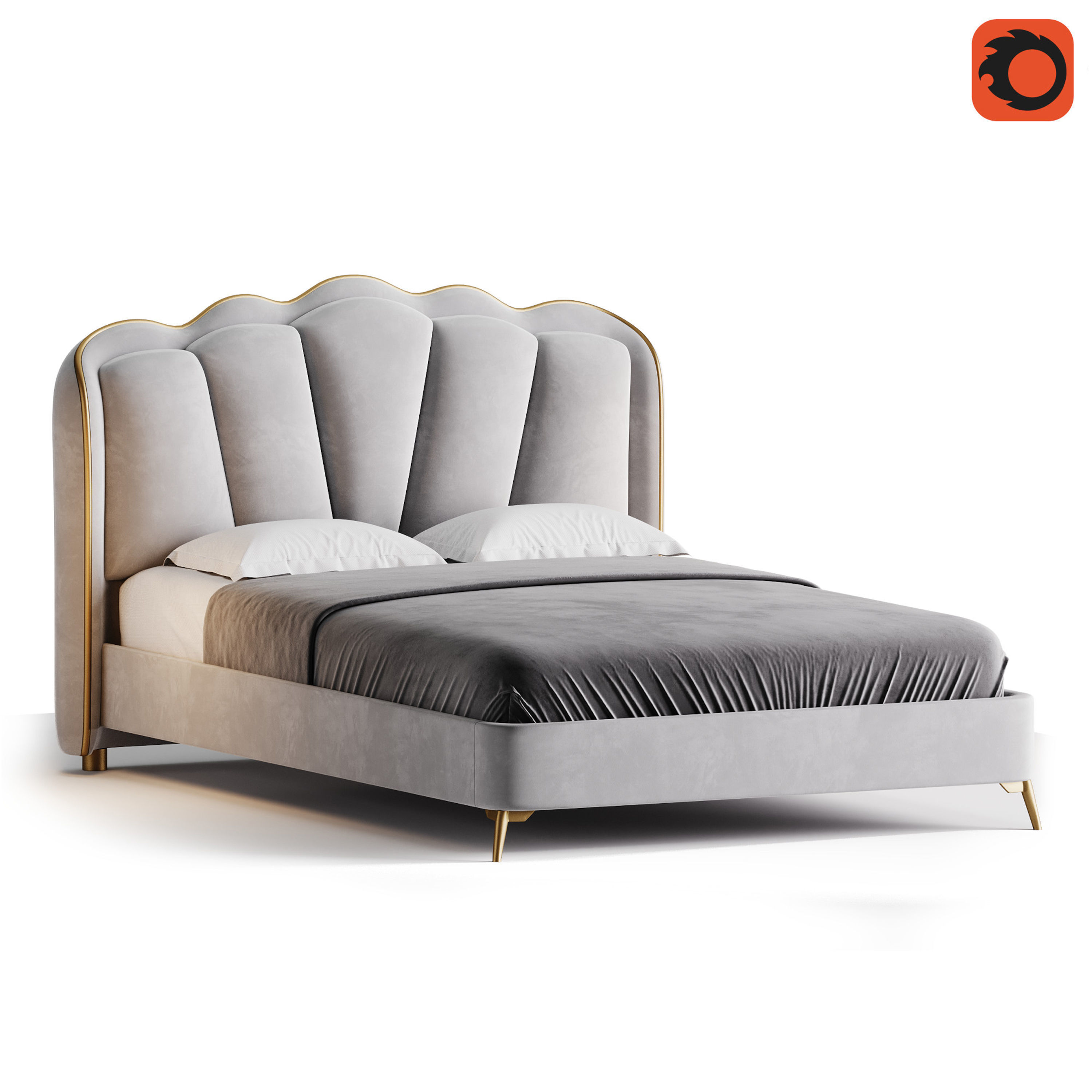 Living Room Use Sponge Padded Platform Bed 3D model_1