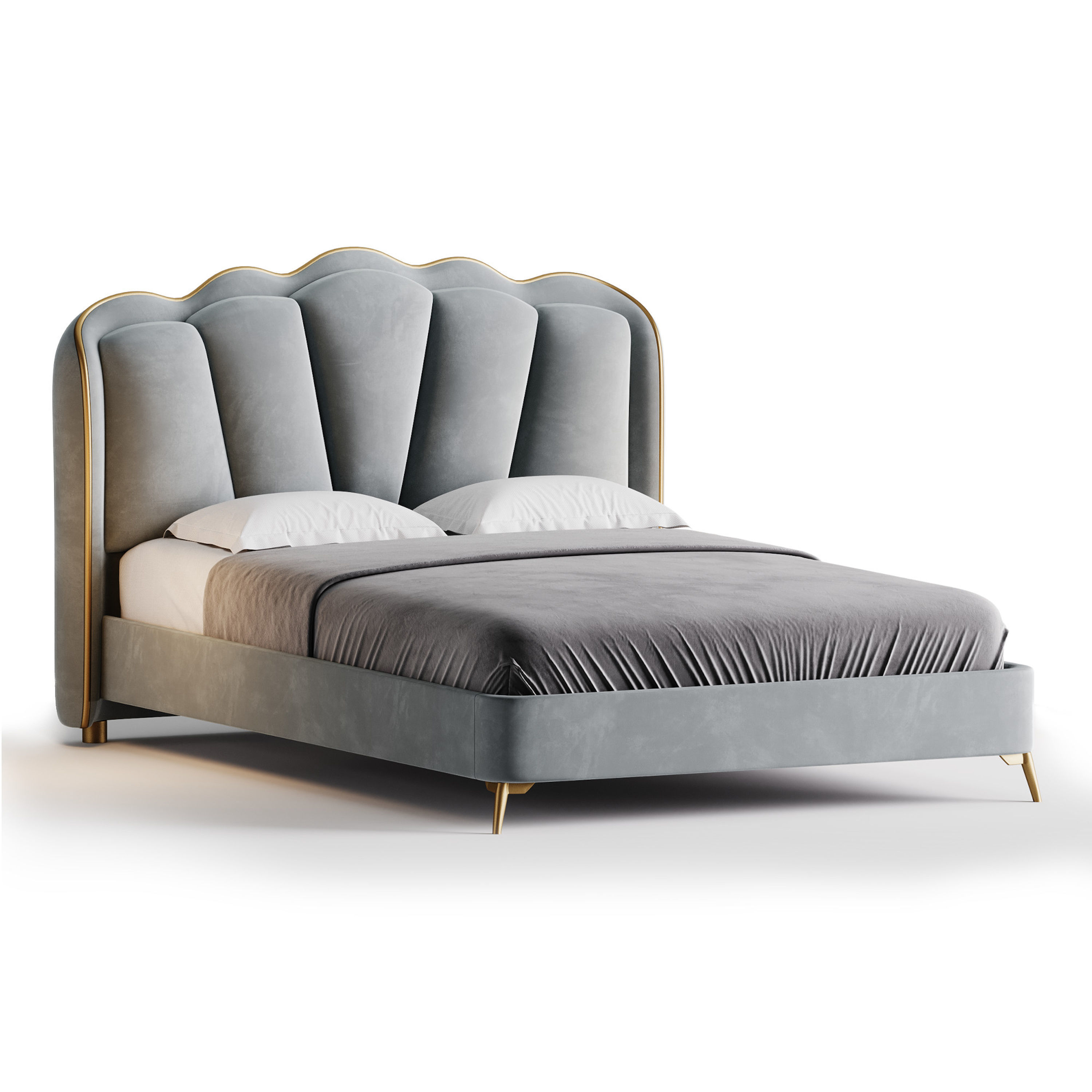 Living Room Use Sponge Padded Platform Bed 3D model_2