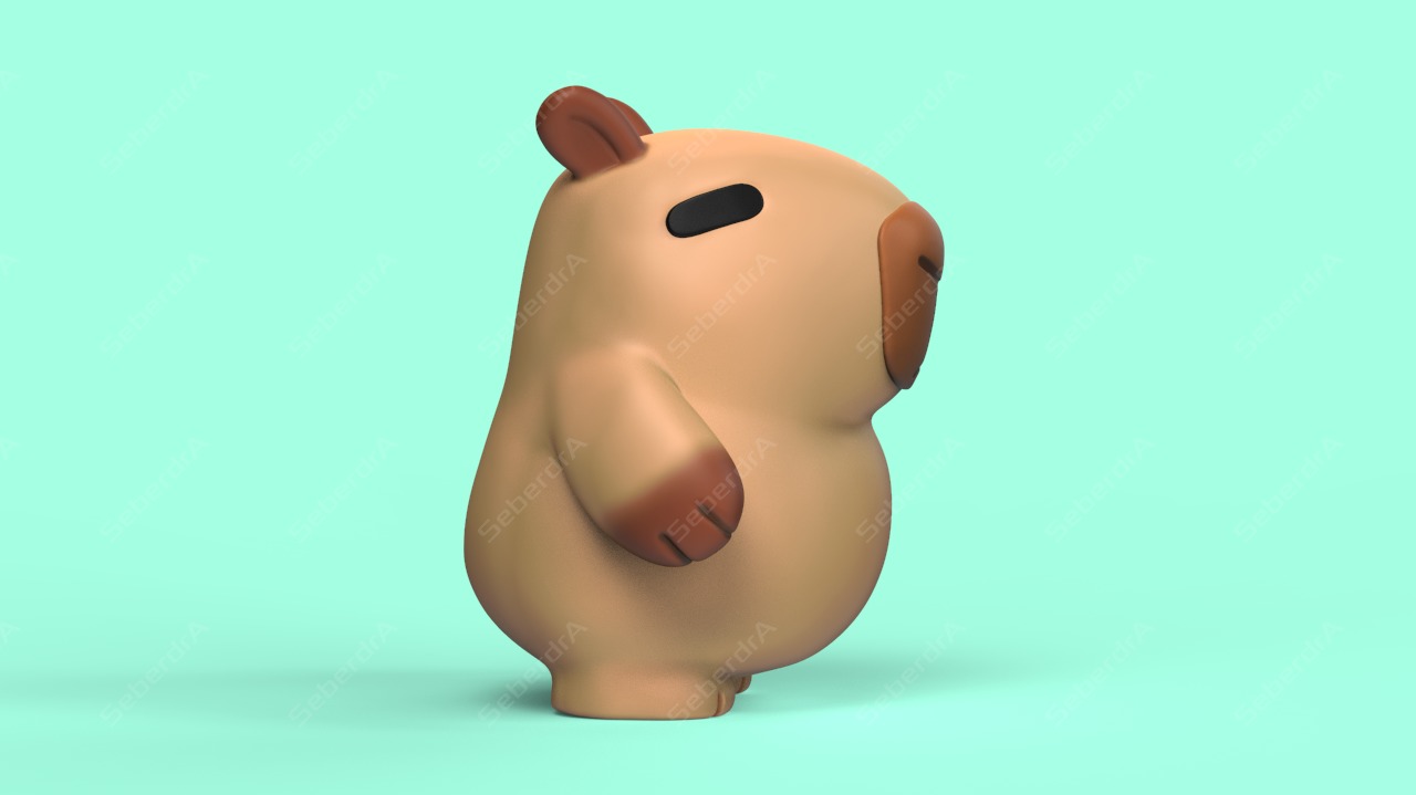 Cute Capybara STL and VRML for 3D print model_2