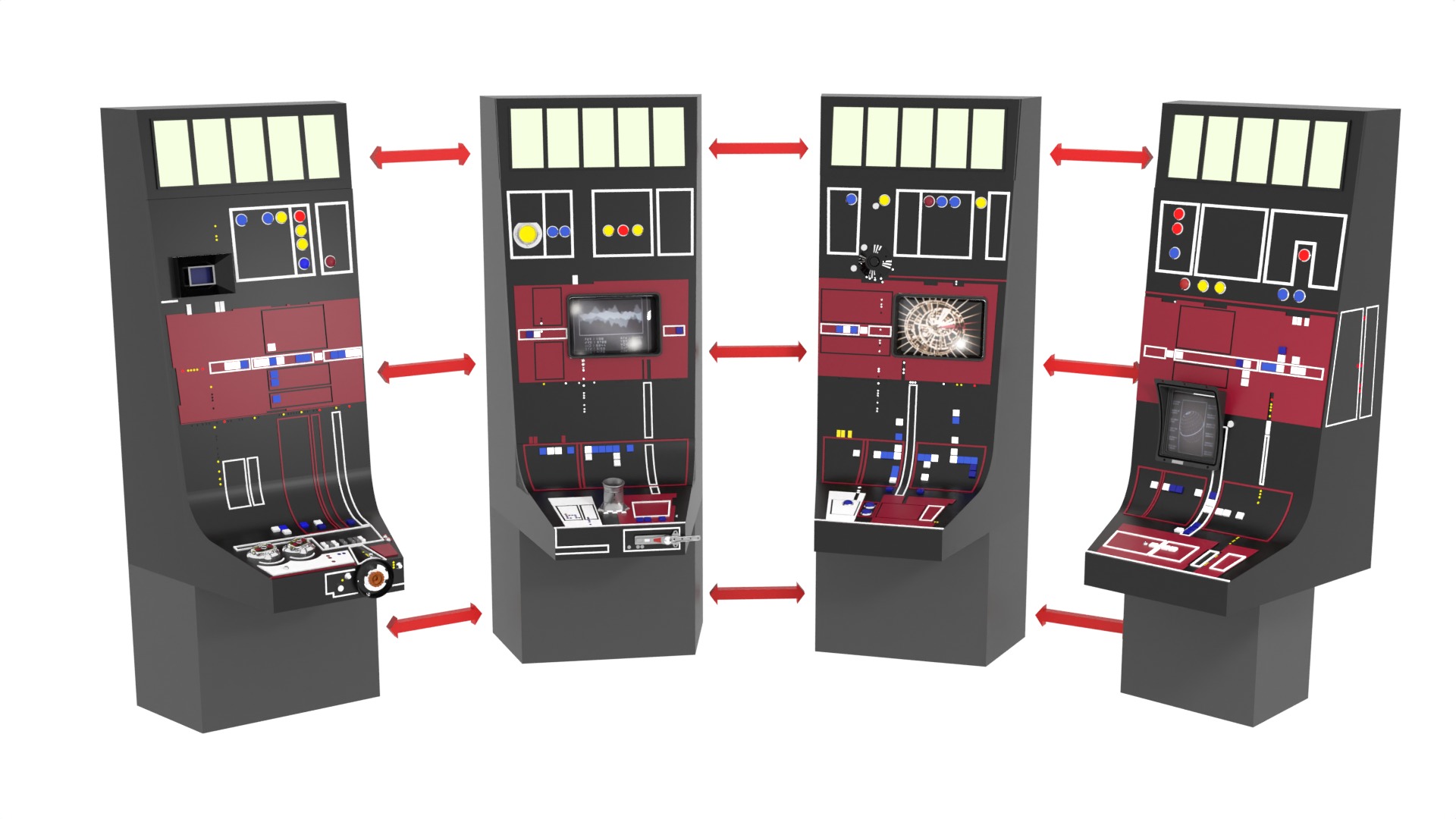 Set 3a - Control Panels Wall 1-6 scale Hottoys 3D print model_29