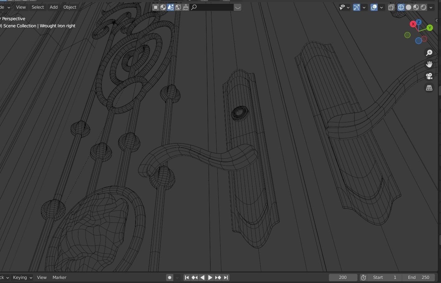 Classic Wrought Iron Glass Main Double Door 3D model_18