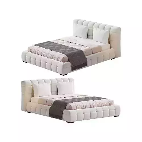 Addie White Boucle Minimalist Modern Bed