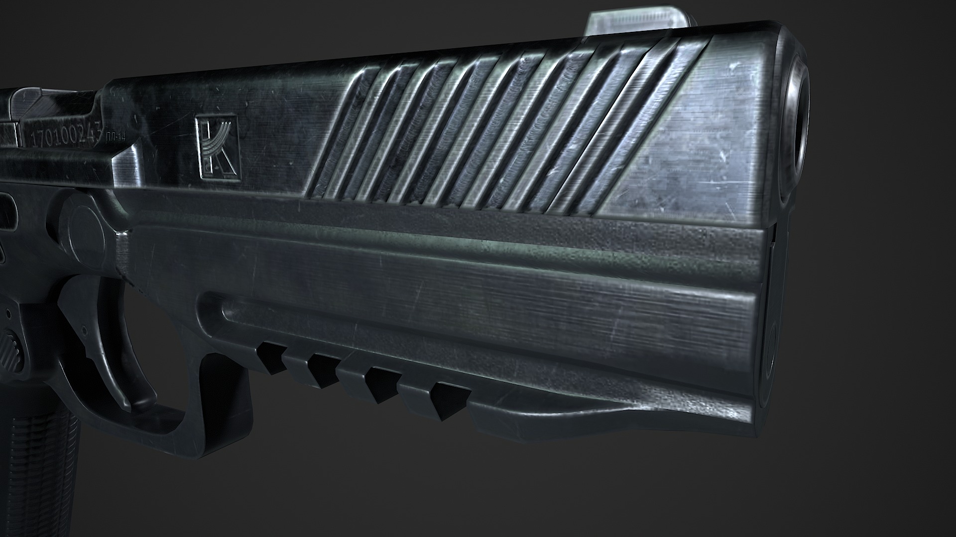 Lebedev pistol  PL-14  Low-poly 3D model_12
