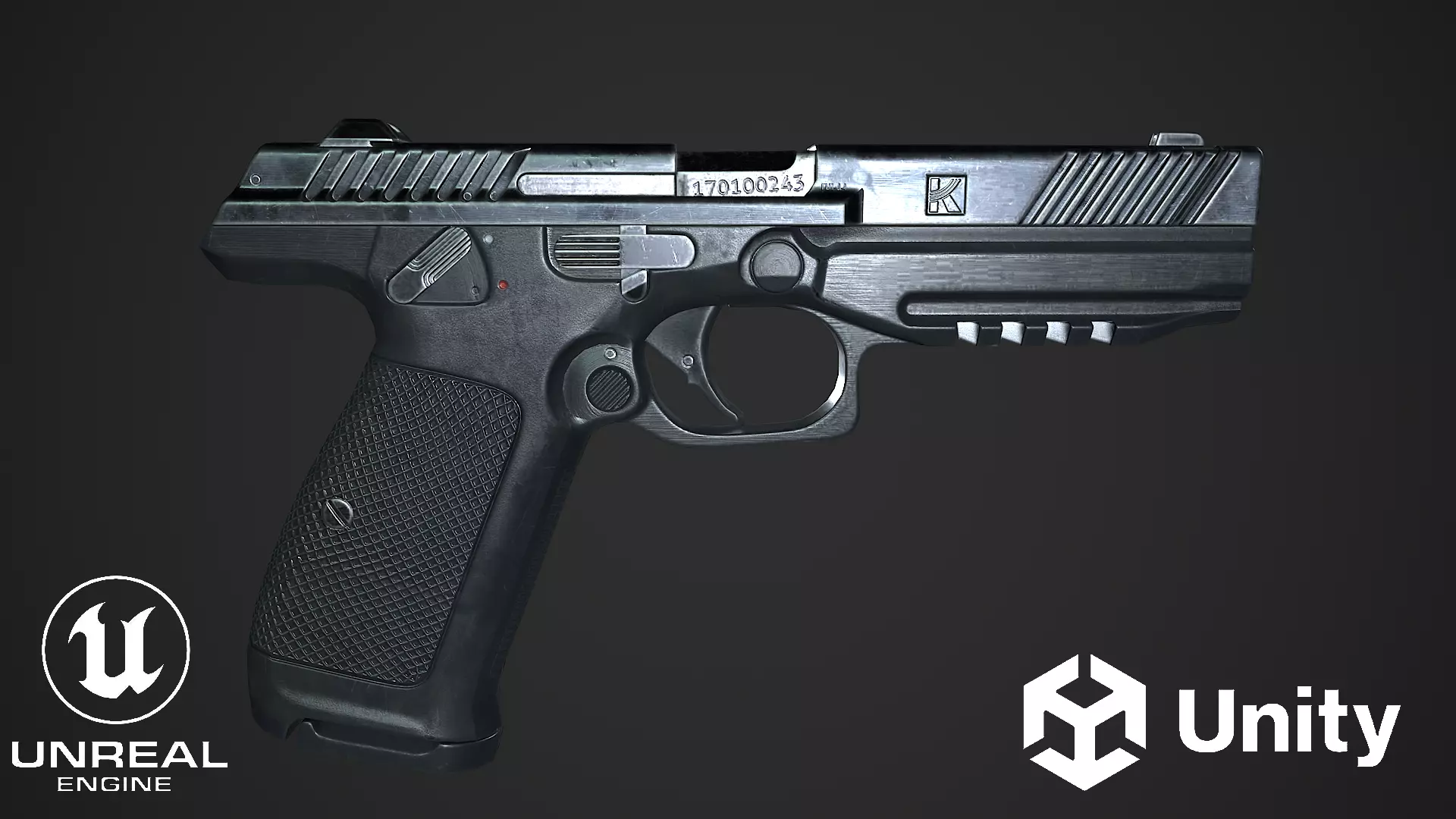 Lebedev pistol  PL-14  Low-poly 3D model_0