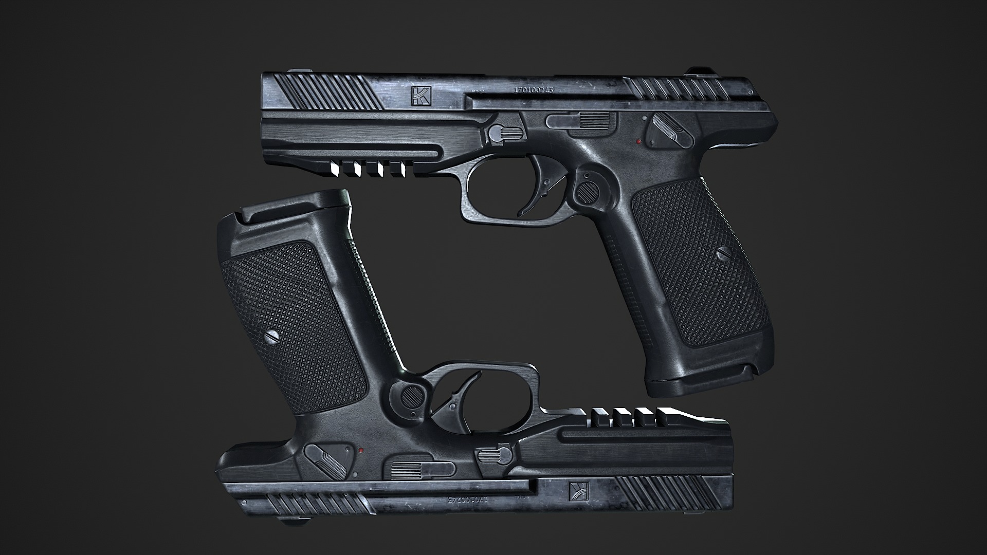 Lebedev pistol  PL-14  Low-poly 3D model_3