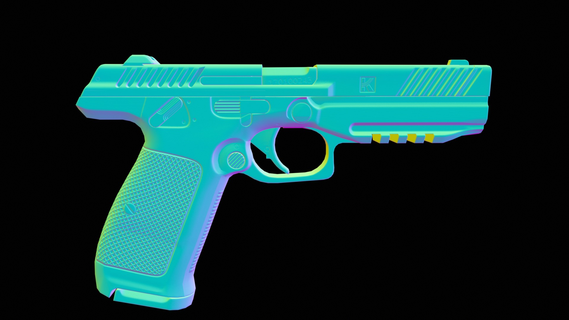 Lebedev pistol  PL-14  Low-poly 3D model_35