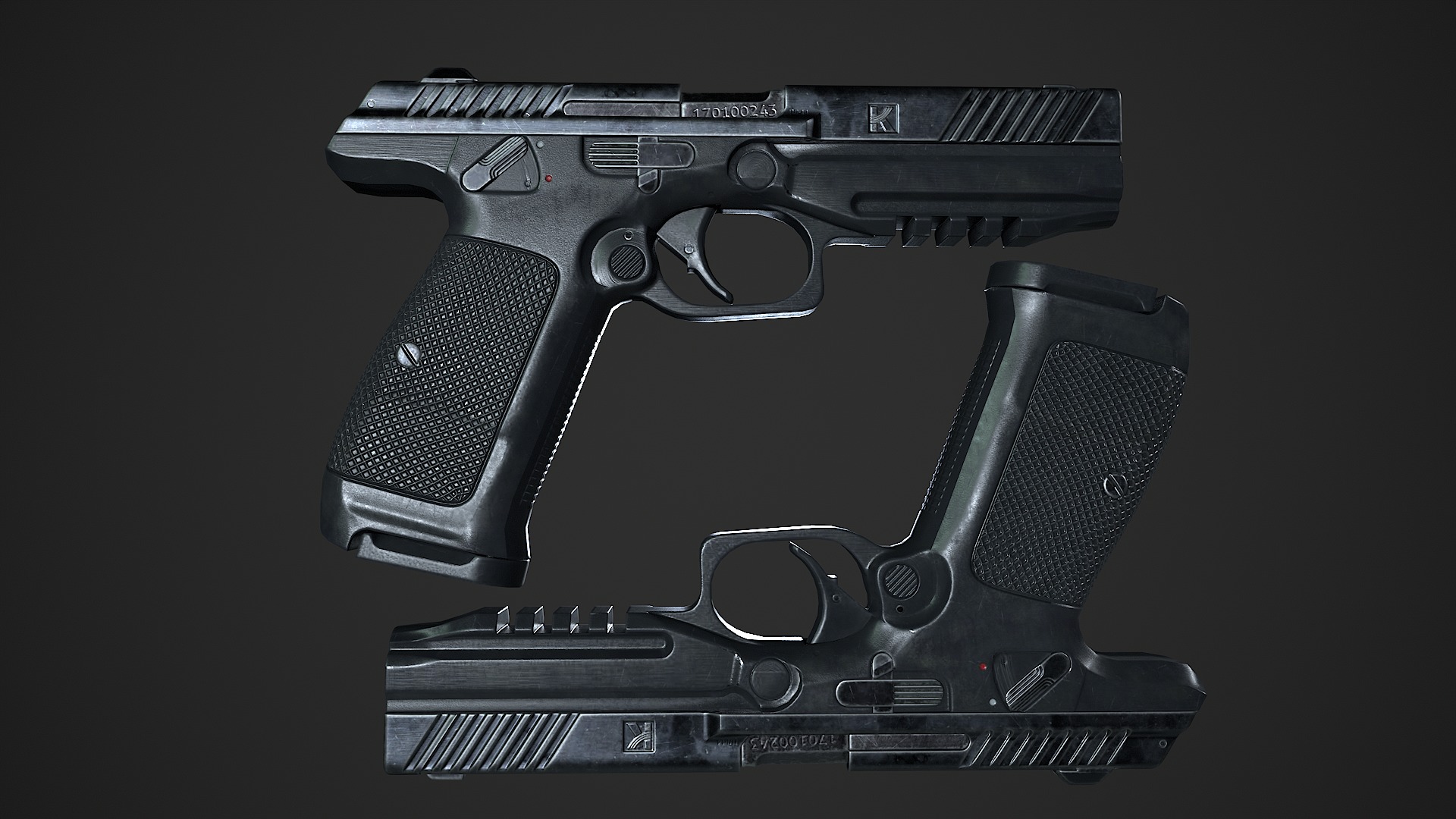 Lebedev pistol  PL-14  Low-poly 3D model_4