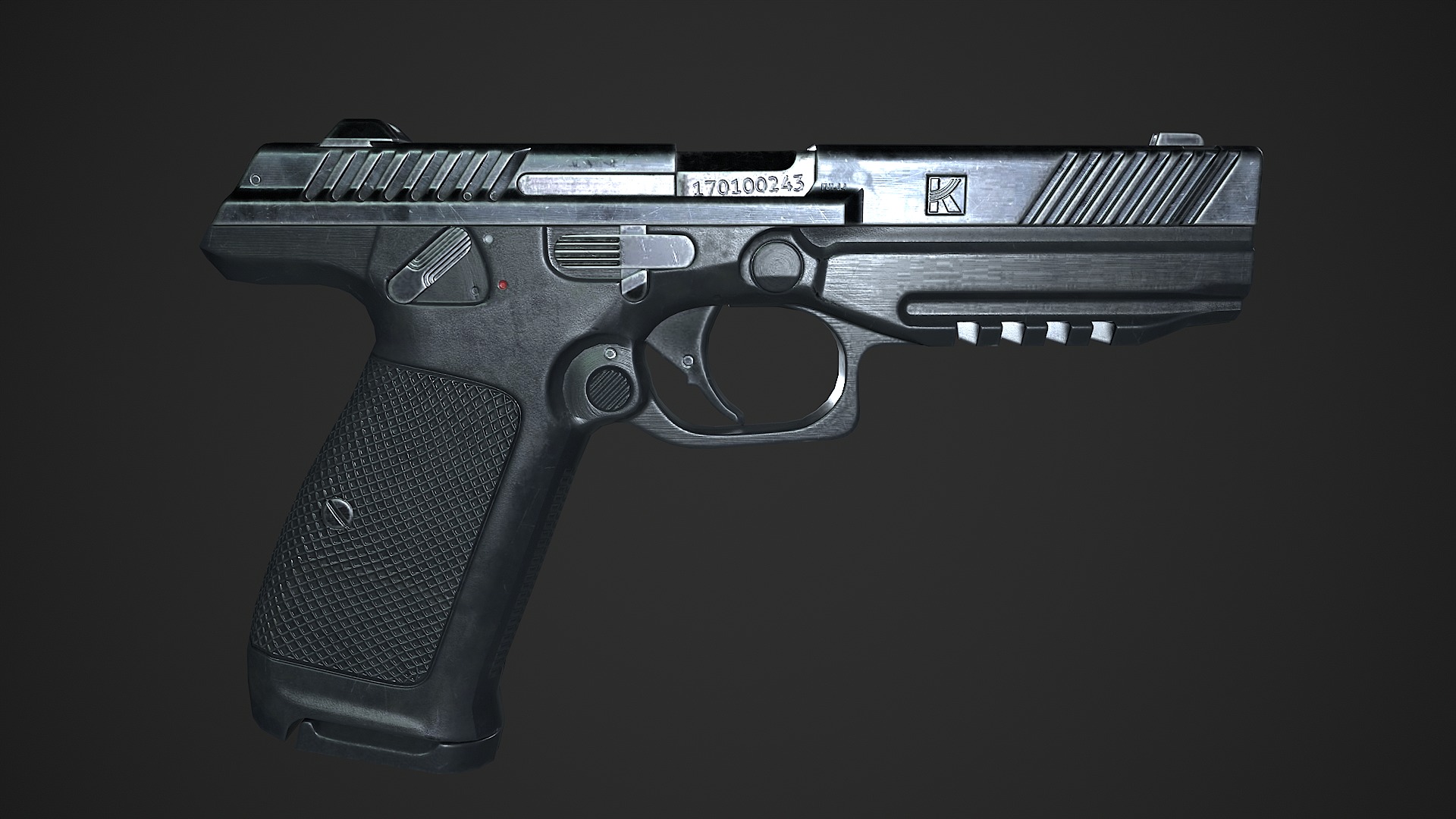 Lebedev pistol  PL-14  Low-poly 3D model_6