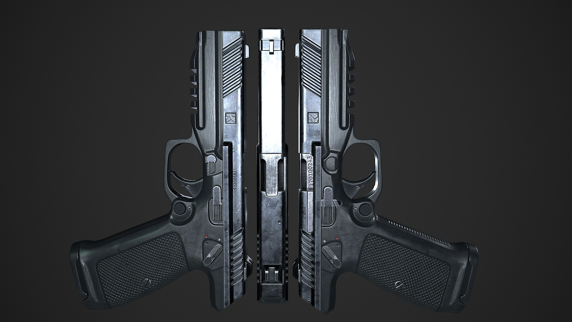 Lebedev pistol  PL-14  Low-poly 3D model_2