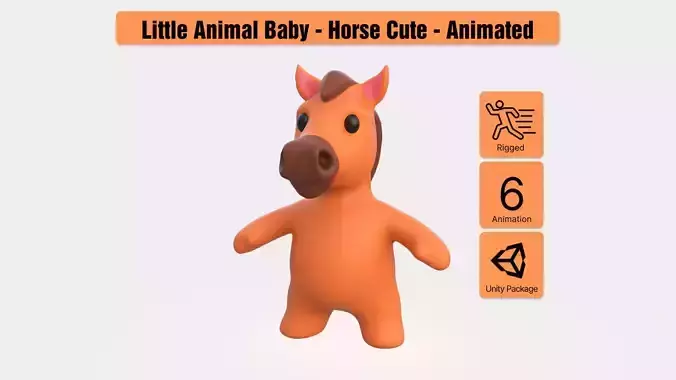 Little animal baby - Horse cute - Animated Low-poly 3D model