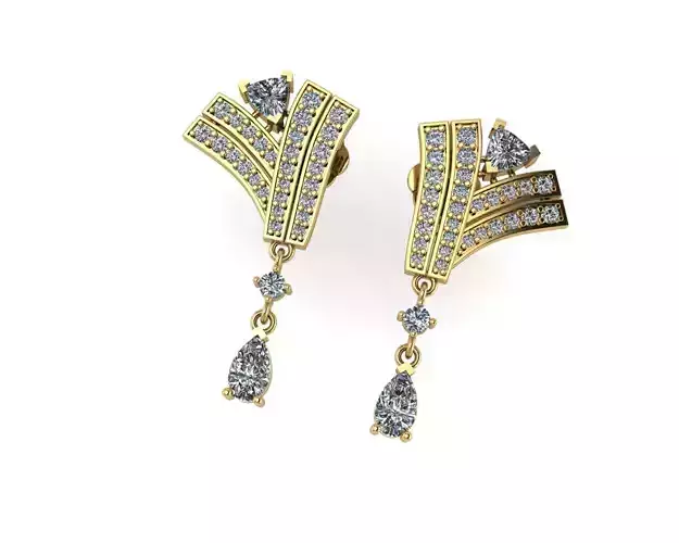 Diamond earring 3d render