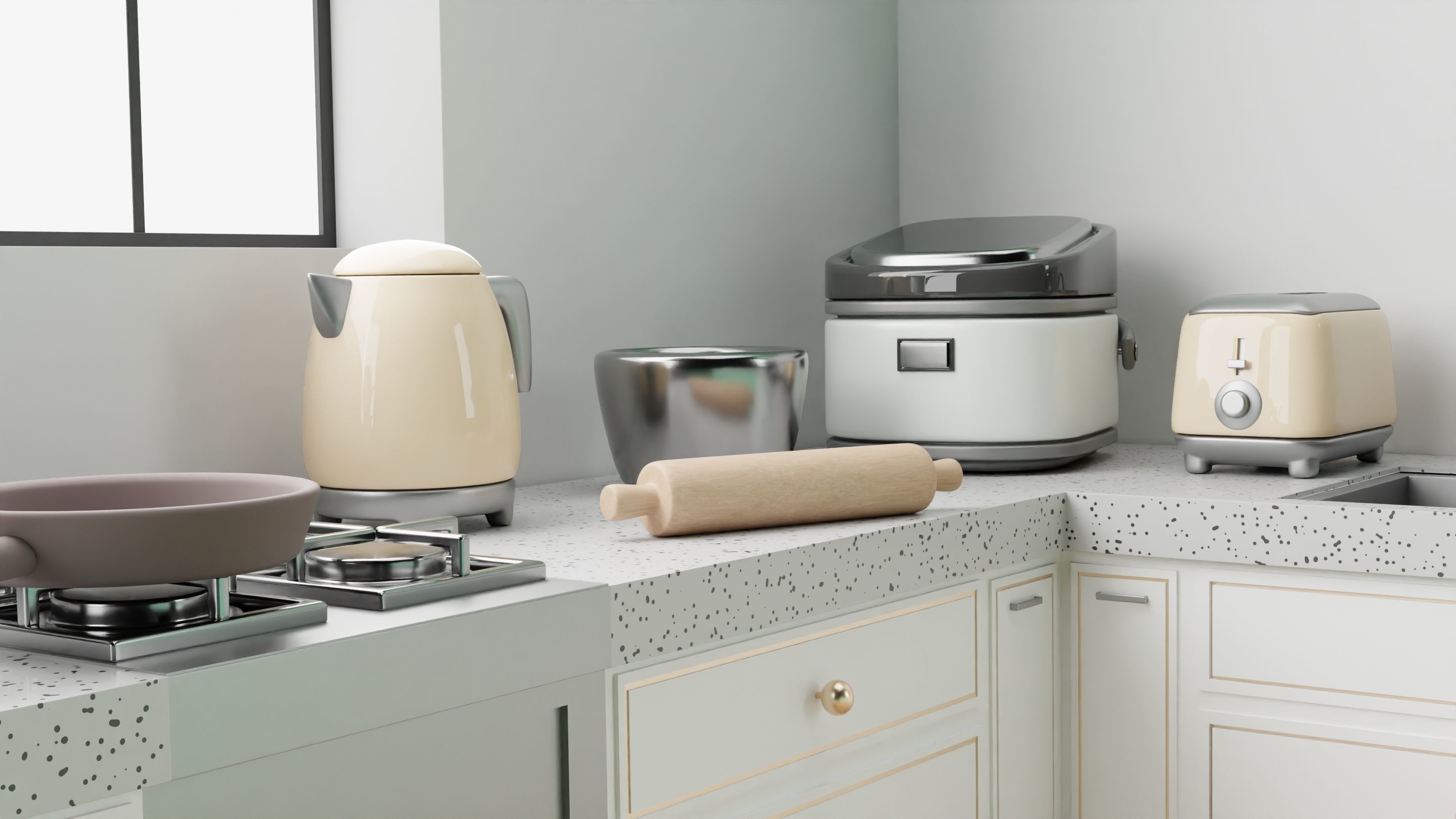 Kitchen isometric 3D model_1