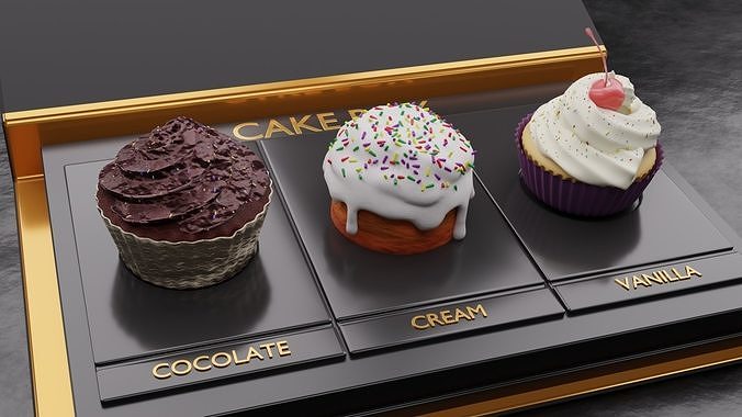 Decorated Chocolate Cup Cake Low-poly 3D model 5