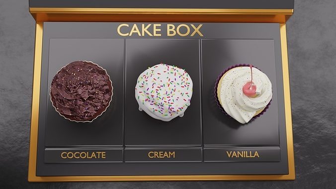 Decorated Chocolate Cup Cake Low-poly 3D model 2