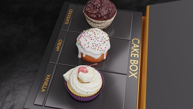 Decorated Chocolate Cup Cake Low-poly 3D model 3