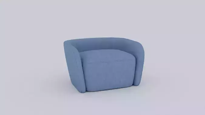 Modern Blue Upholstered Armchair - 3D Model