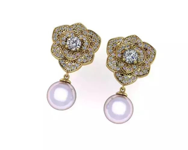 Diamond earring 3d render