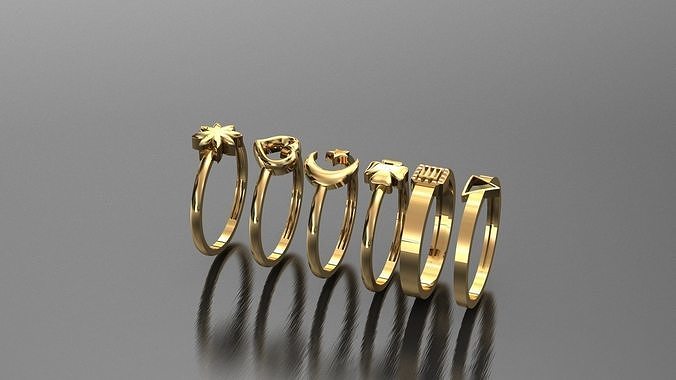 Minimal Gold rings  3D print model