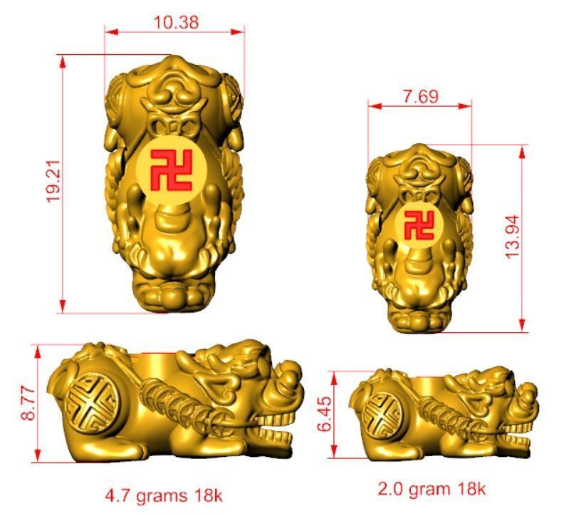 6004 Buddha Symbol Pixiu 3D print model_4