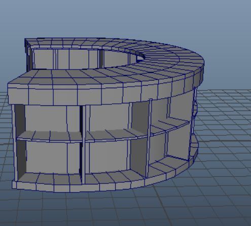 Semi Circular Reception Desk Low-poly 3D model_6