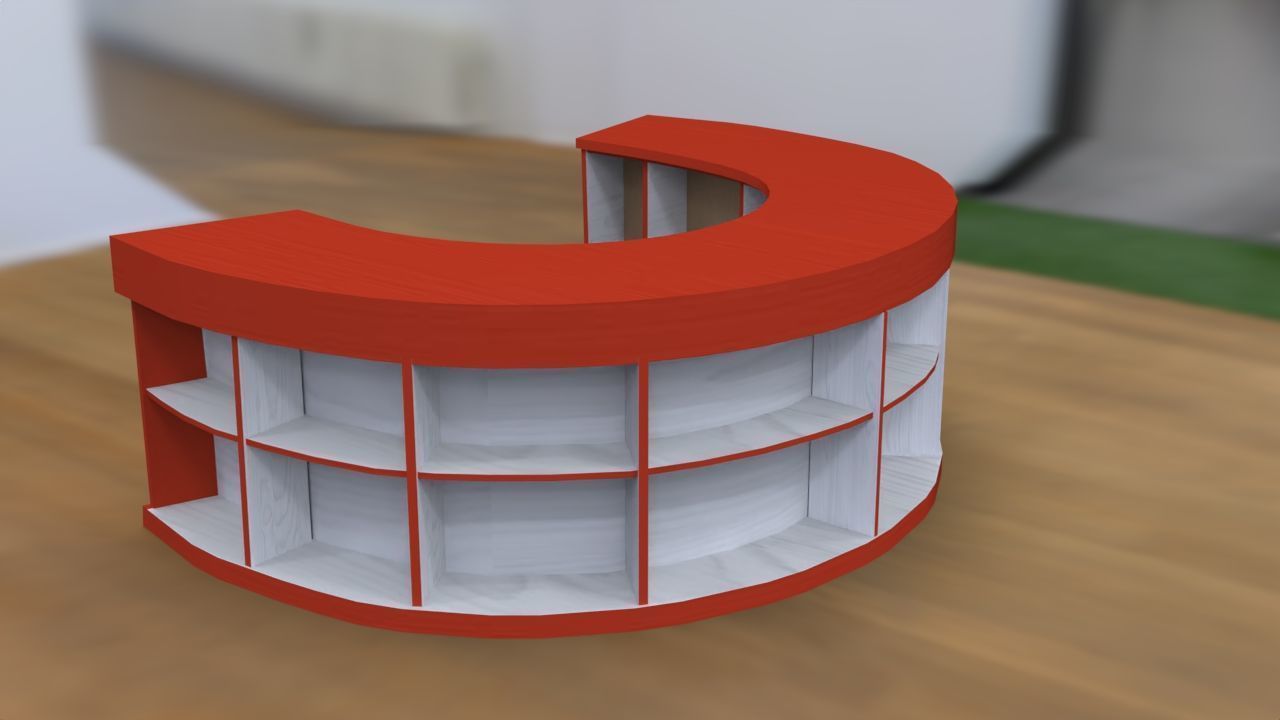 Semi Circular Reception Desk Low-poly 3D model_3