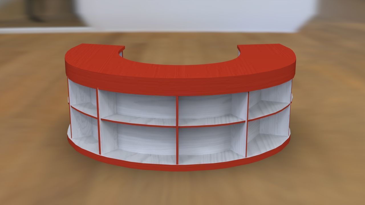 Semi Circular Reception Desk Low-poly 3D model_2