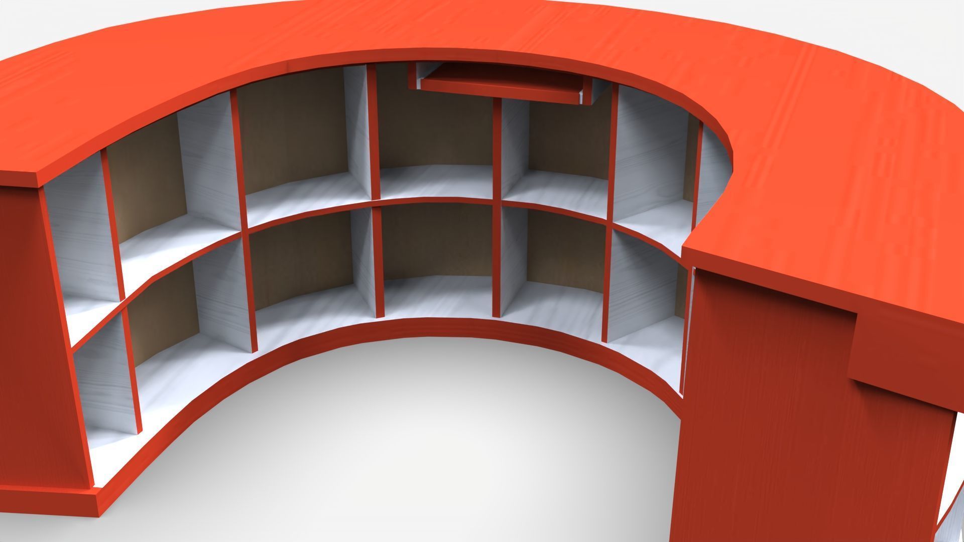 Semi Circular Reception Desk Low-poly 3D model_5
