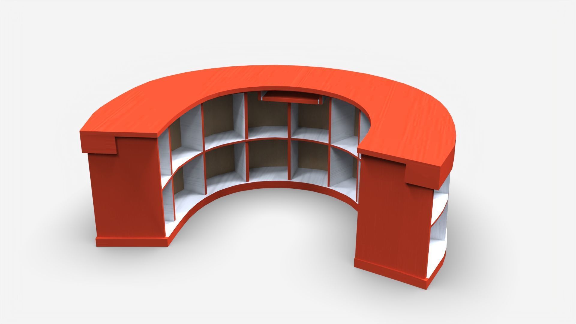 Semi Circular Reception Desk Low-poly 3D model_4