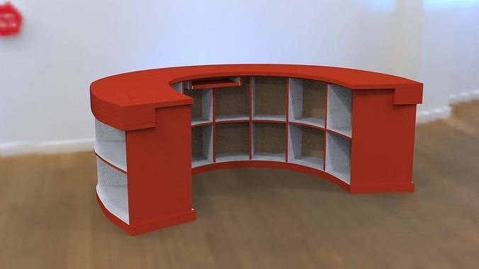Semi Circular Reception Desk Low-poly 3D model