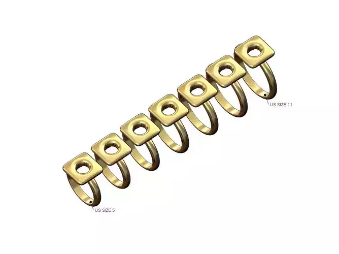 Open square cushion top ring US sizes 5to11