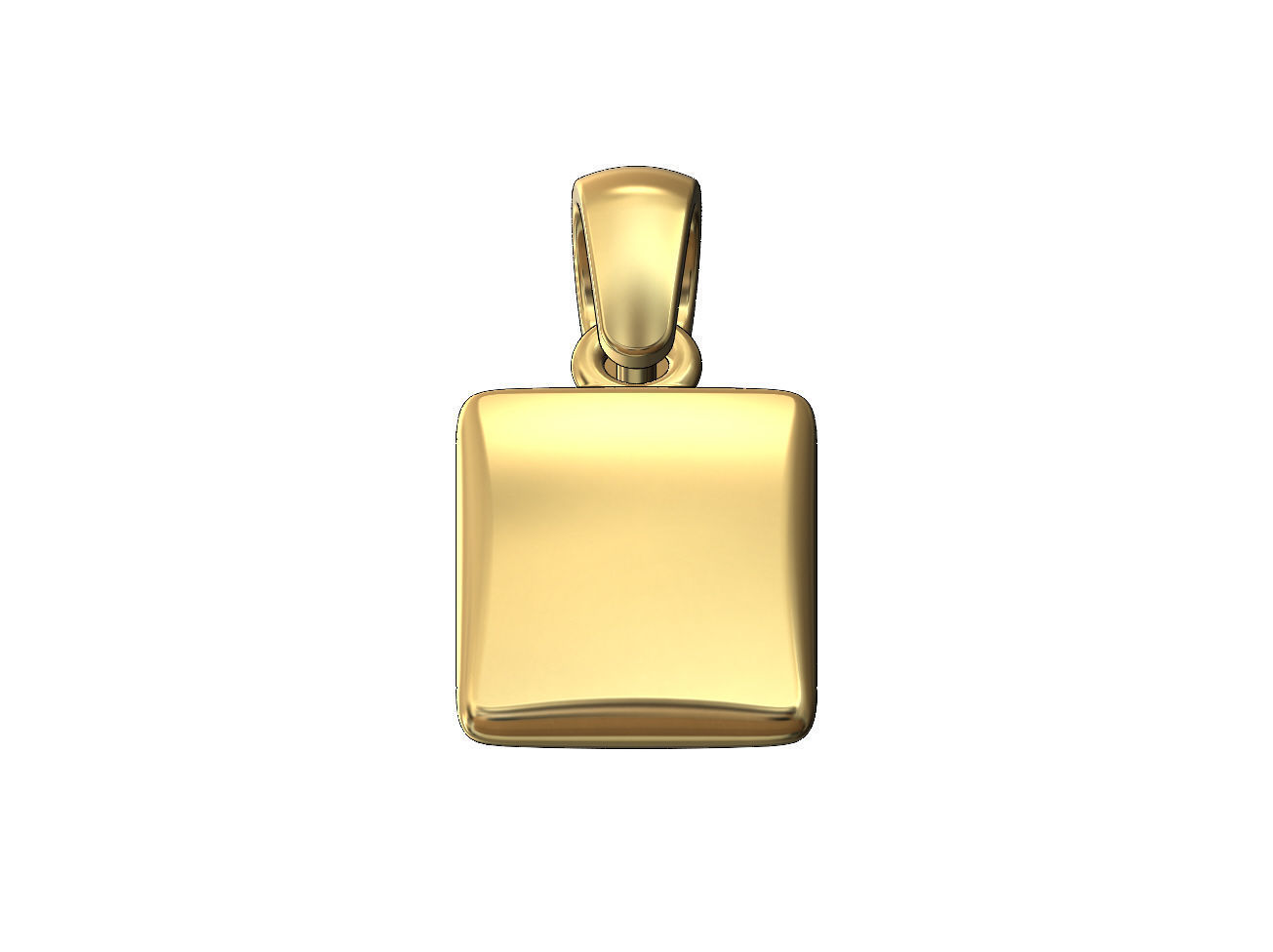 Rectangular 14x11mm cushion pendant charm with bail 3D print model_2