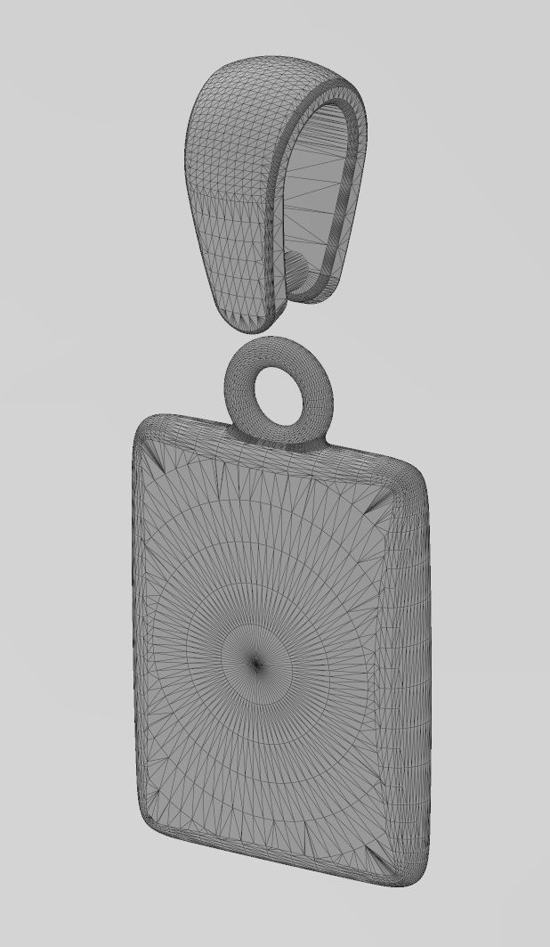 Rectangular 14x11mm cushion pendant charm with bail 3D print model_13