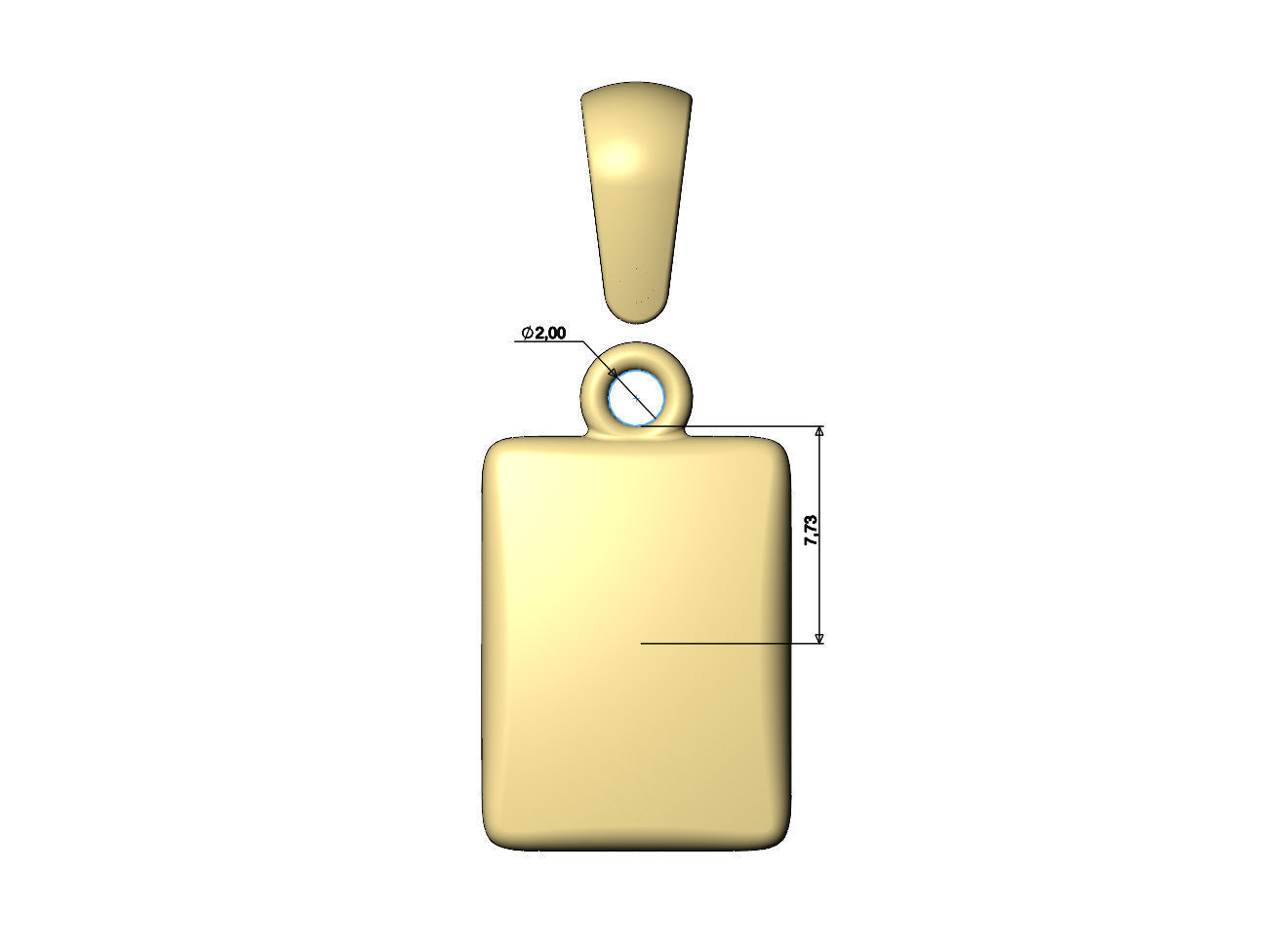 Rectangular 14x11mm cushion pendant charm with bail 3D print model_7